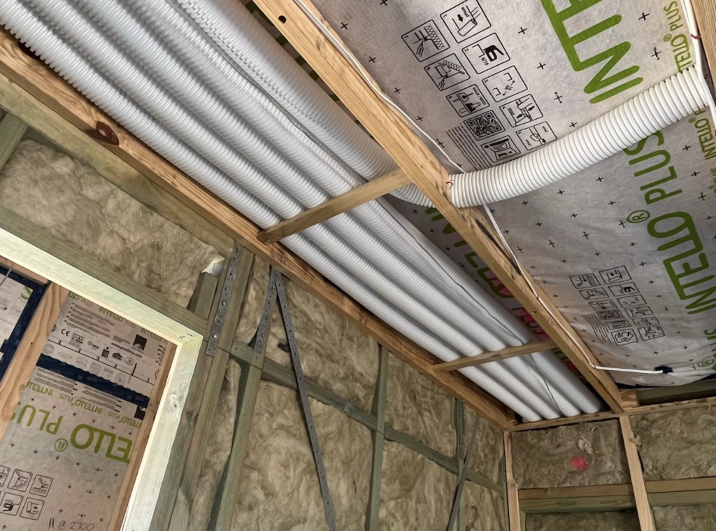 MVHR Ducting installed inside thermal envelope