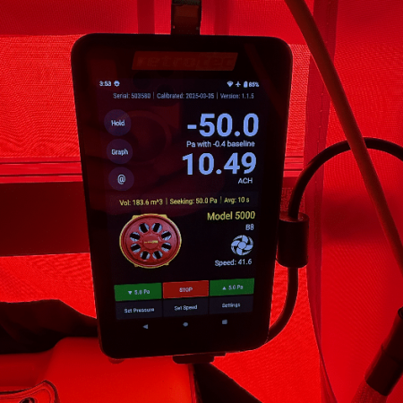 Blower door test manometer Adelaide